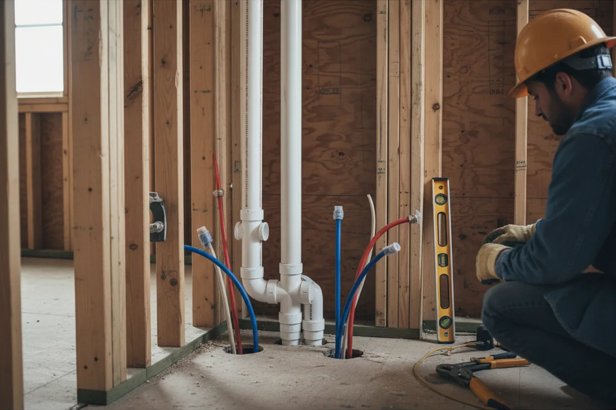 Drain and supply rough-in during Sump Pump Repair in Chino Hills