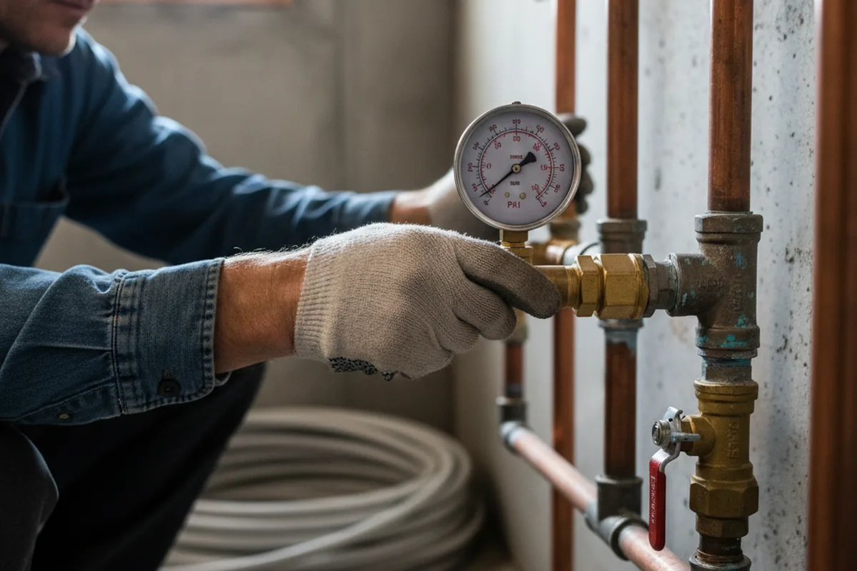 Pressure testing a repaired line during Water Line Repair in Chino Hills